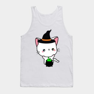 Cute white cat is a witch Tank Top